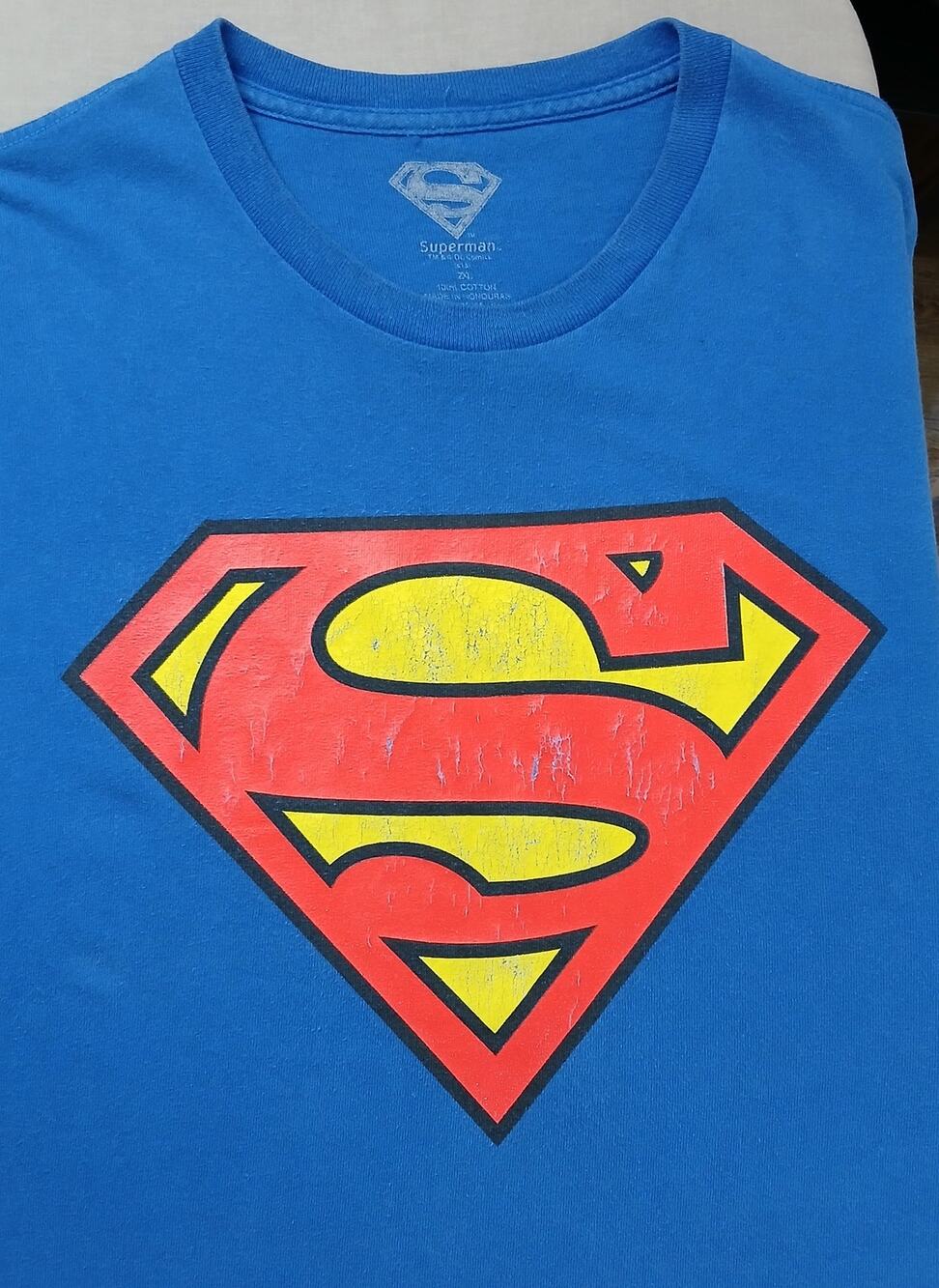 Superman Muscle Tee 2XL sleeveless tank top cotton T-shirt blue red yellow logo